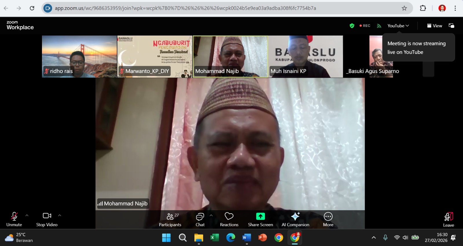 Ketua Bawaslu DIY,Muhammad Najib, menyampaikan keynote speech dalam Ngabuburit Pengawasan Bawaslu Kulon Progo